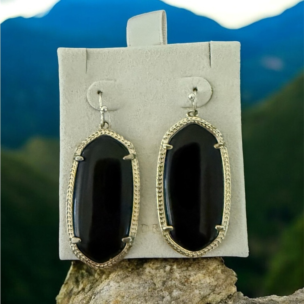 Kendra Scott Black and Gold Statement Earrings